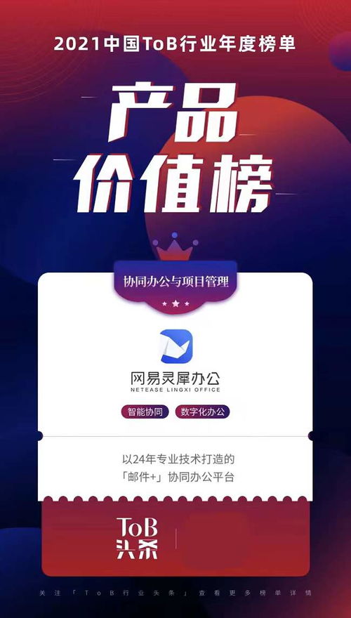 網(wǎng)易靈犀辦公榮登2021 To B行業(yè)年度產(chǎn)品價(jià)值榜，彰顯中購(gòu)?fù)顿Y戰(zhàn)略眼光